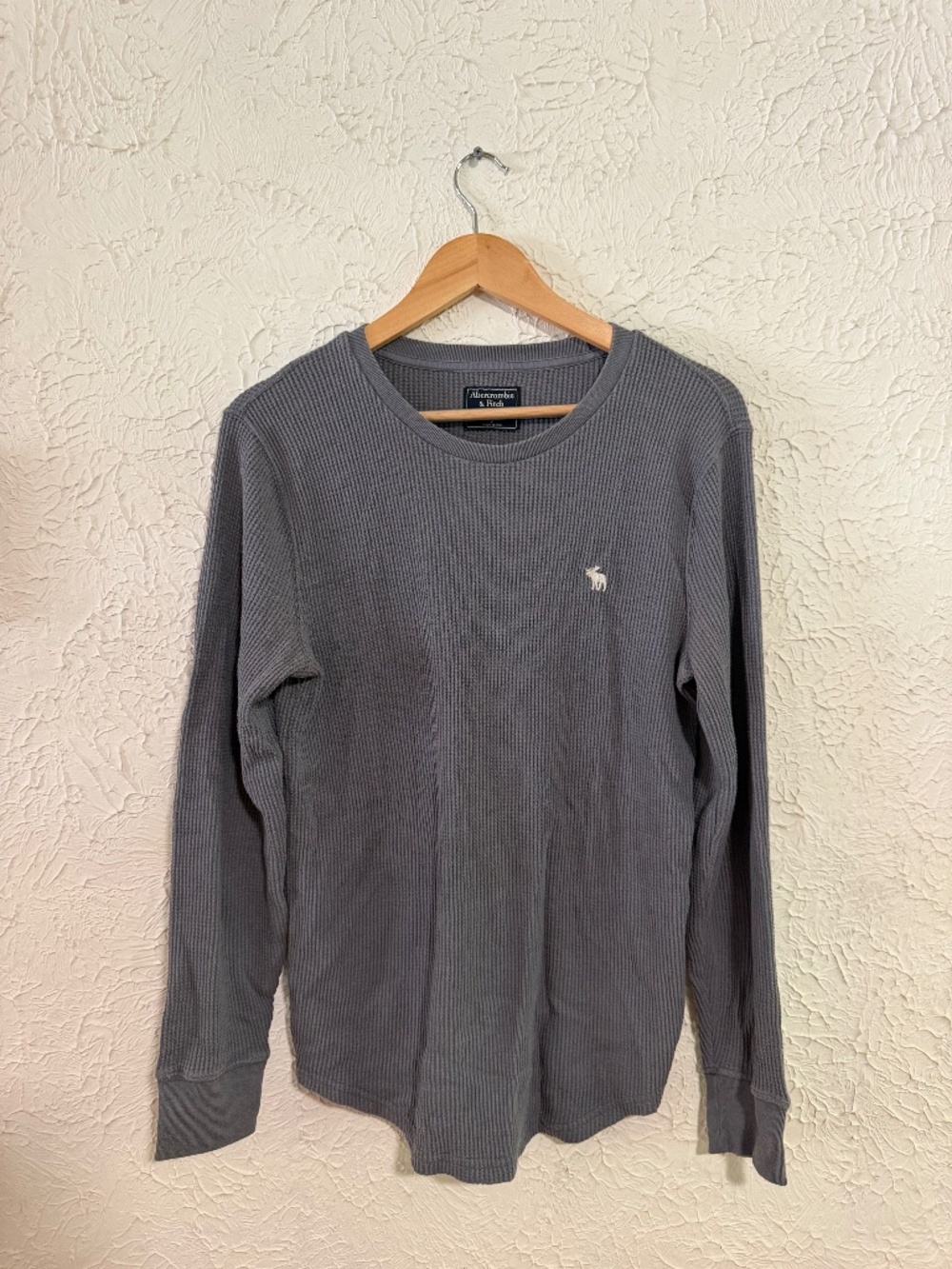 Abercrombie & Fitch Gray Waffle Knit Thermal Long Sleeve Shirt Men's Small
